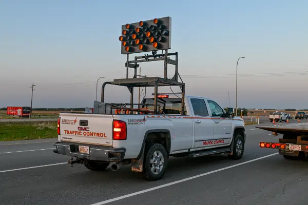 mobile direction sign arrow truck